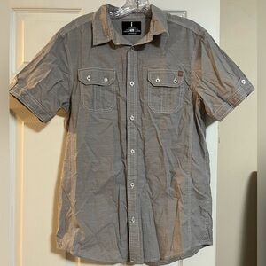 i jeans by Buffalo Men's Casual Gray Button Down Shirt